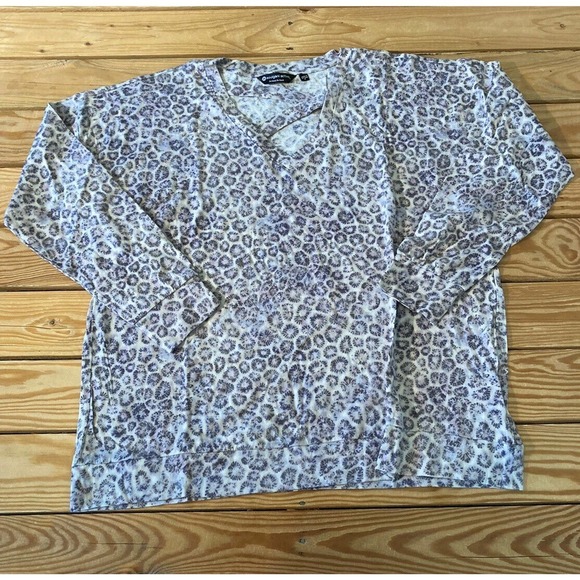 NEW Soulgani Active Beach Babe Long Sleeve V Neck Strap Top Size Medium Gray - Picture 1 of 9